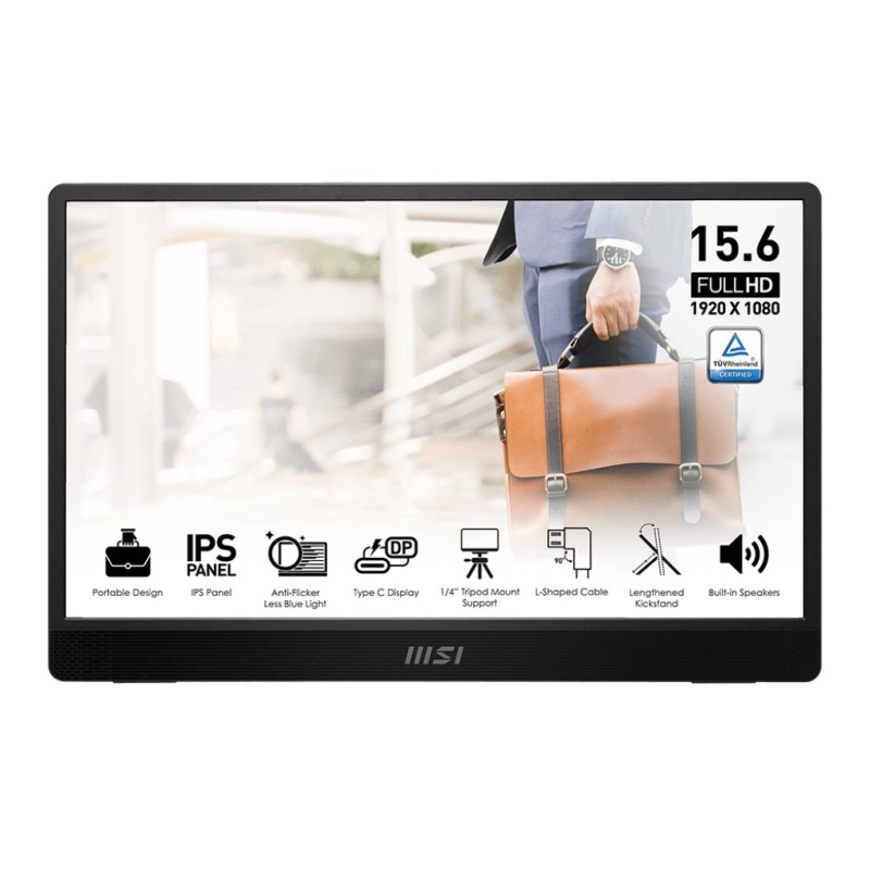 MSI Pro MP161DE E2 39,6cm (15,6") FHD IPS Mobiler Monitor 16:9 HDMI/USB-C (DP)